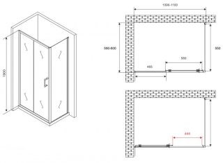 Душевой уголок ABBER Schwarzer Diamant AG30110B5-S60B5 110x60см чёрный